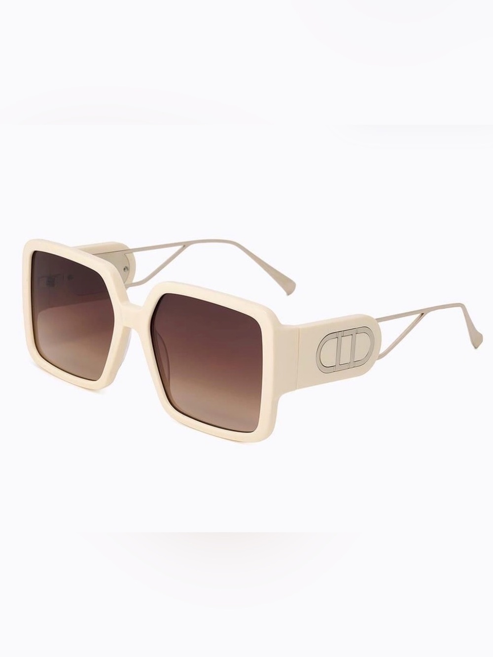 Carolina Lemke Amy Light Beige Oversized Square Sunglasses CL9384-03 NWT
